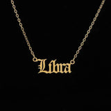 12 Zodiac Stainless Steel Pendant Necklace with Gold Chain