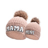 Kunyeah 3Pcs Parent-Child Beanie Hat Mama Papa Baby Matching Hats Winter Warm Cap with Pom-Pom Women Men Knitted Hat