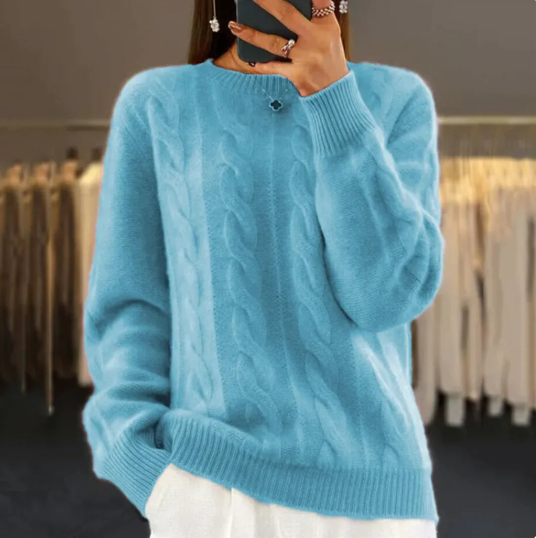 Women's Retro Cable-Knit Pullover Sweater
