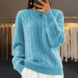 Women's Retro Cable-Knit Pullover Sweater