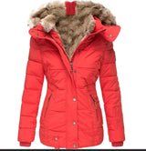 Fur Collar Long Sleeve Slim-Fit Cotton Coat