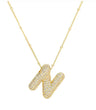 Brass Zircon Letter Necklace