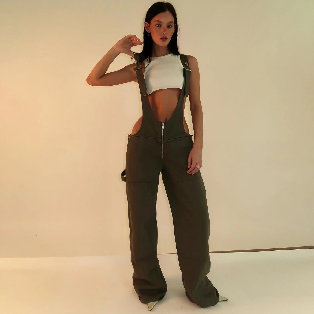Loose Fit Denim Overalls