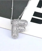 Brass Zircon Letter Necklace