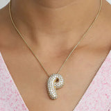 Brass Zircon Bubble Letter Necklace