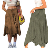 Washed Cotton Pleated Skirt