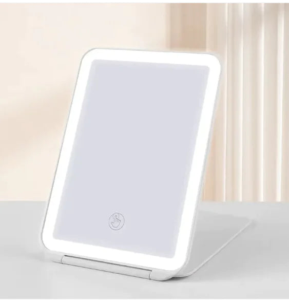Desk Lamp With Three Fold LED Makeup Mirror