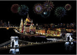 Creative Handmade City Night Scene Scraping Painting