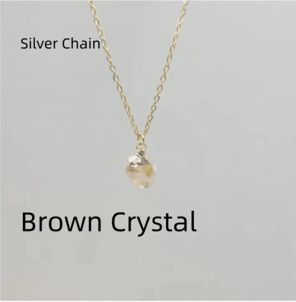 Natural Crystal Pendant Necklace with Stainless Steel Chain