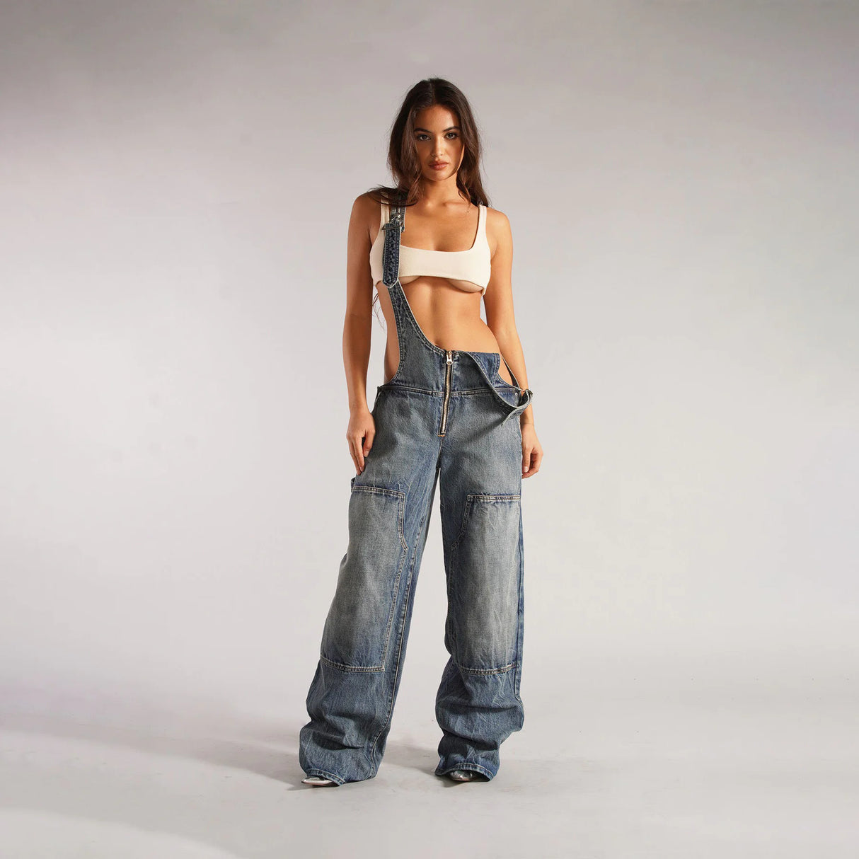Loose Fit Denim Overalls