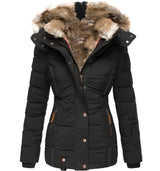 Fur Collar Long Sleeve Slim-Fit Cotton Coat