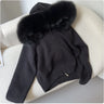 Hooded Sweater with Real Fox Fur Collar