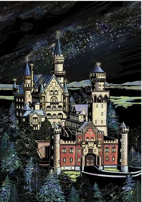 Creative Handmade City Night Scene Scraping Painting