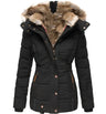Fur Collar Long Sleeve Slim-Fit Cotton Coat