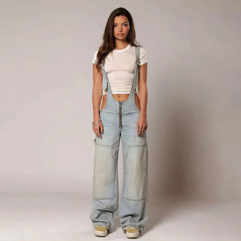 Loose Fit Denim Overalls