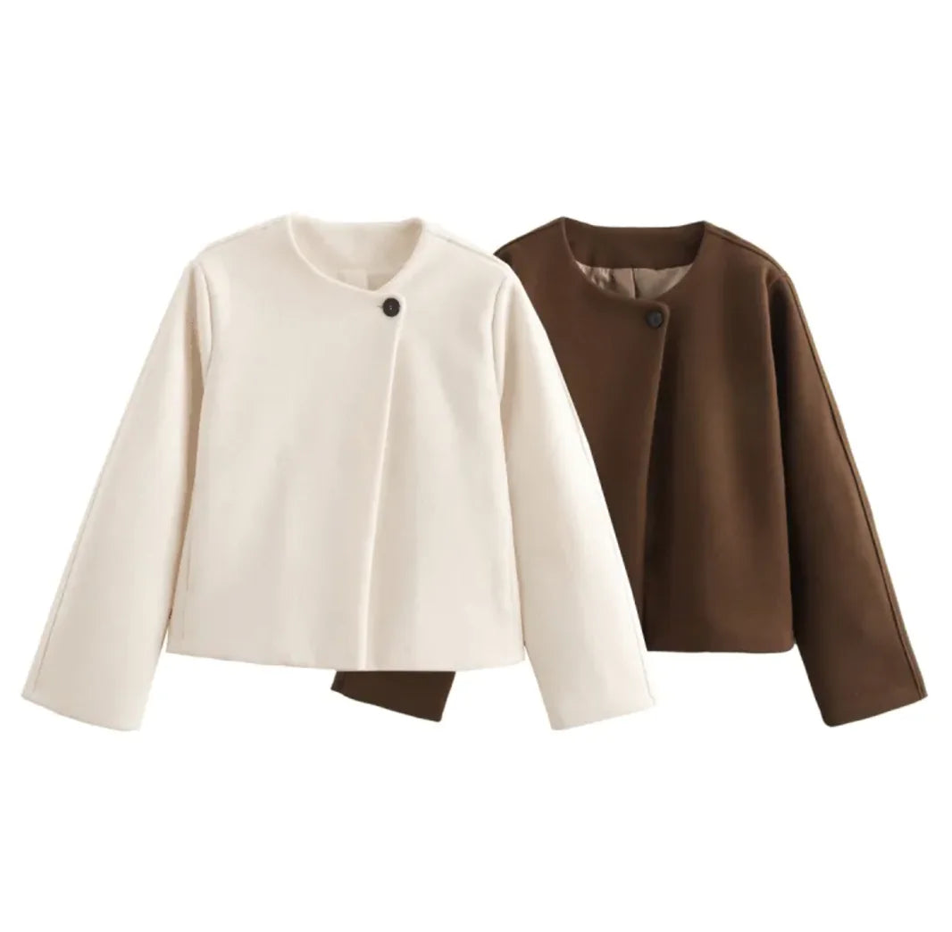 Women's Square Collar Woolen Coat