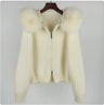 Hooded Sweater with Real Fox Fur Collar