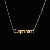 12 Zodiac Stainless Steel Pendant Necklace with Gold Chain
