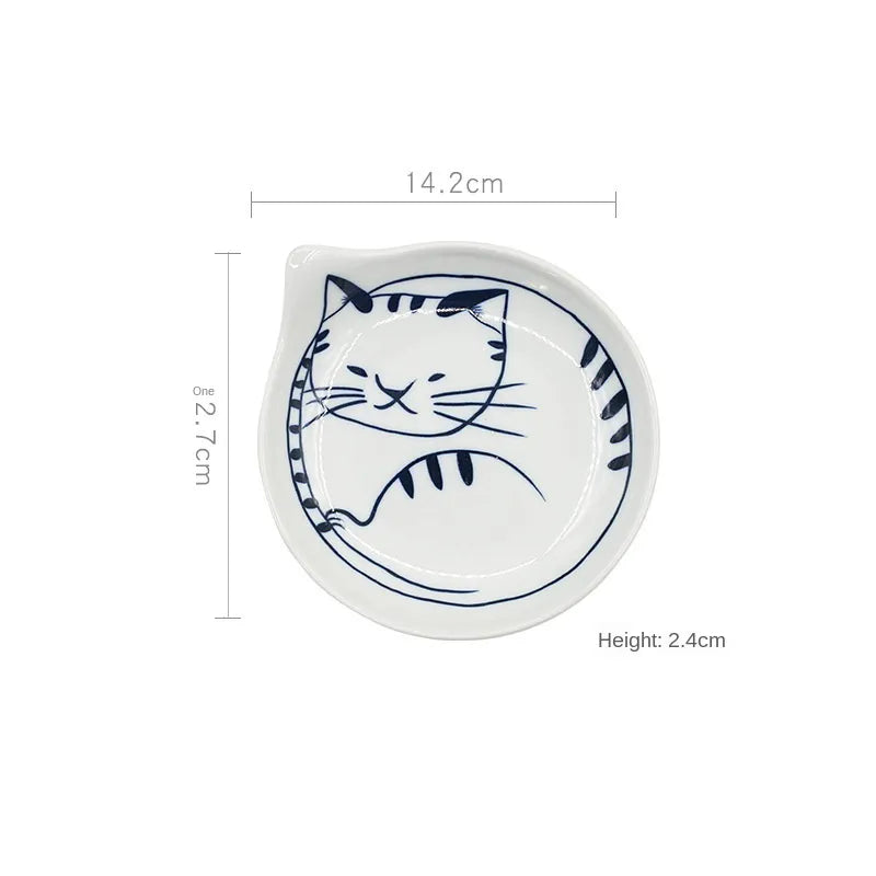 Cat Shaped Japanese Ceramic Plate