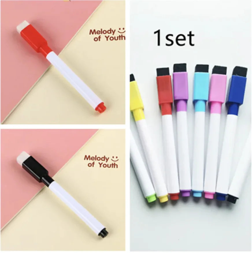 Eco-Friendly Whiteboard Markers with Eraser - 8-Piece Set for Kids