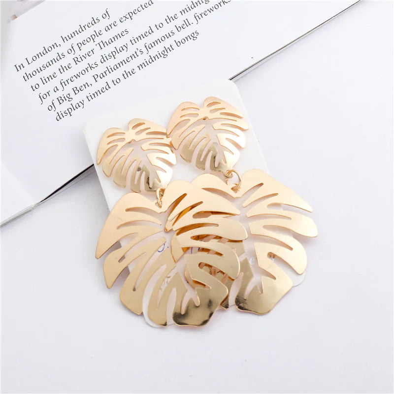 Large Metal Leaf Earrings