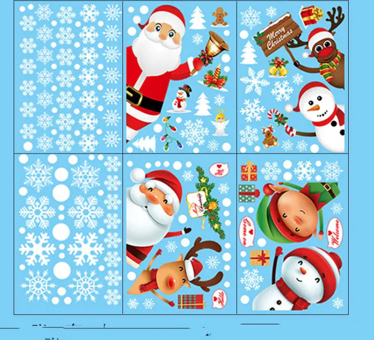 Santa Snowman Glass Sticker Window Arrangement