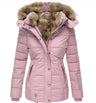 Fur Collar Long Sleeve Slim-Fit Cotton Coat