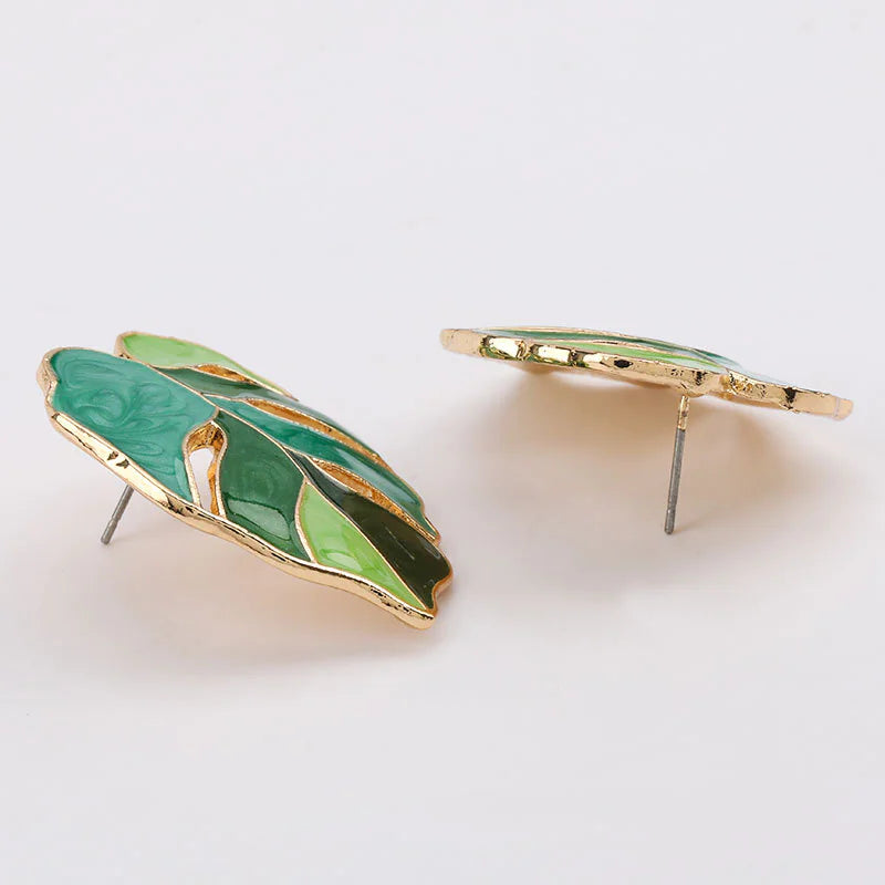 Leaf-Shaped Alloy Drip Earrings