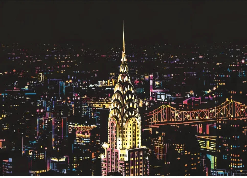 Creative Handmade City Night Scene Scraping Painting