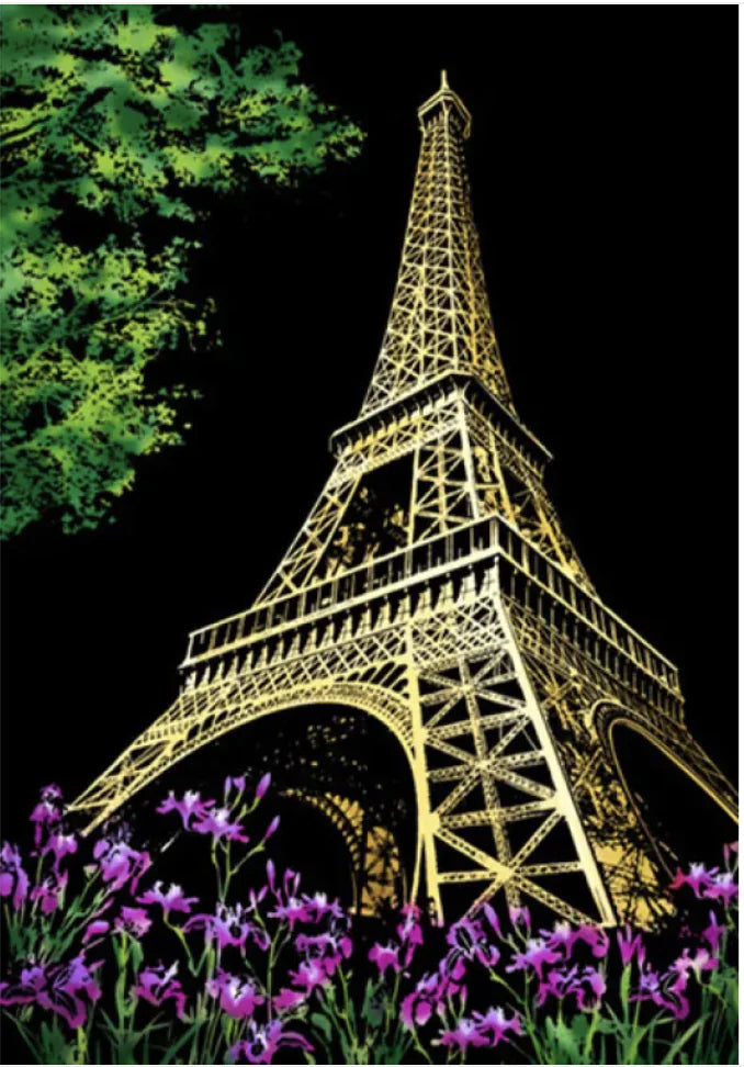 Creative Handmade City Night Scene Scraping Painting