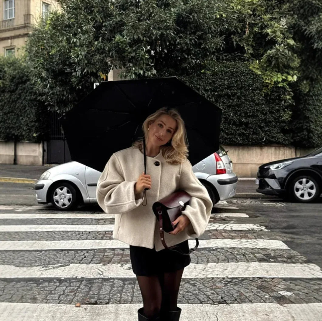 Women's Square Collar Woolen Coat