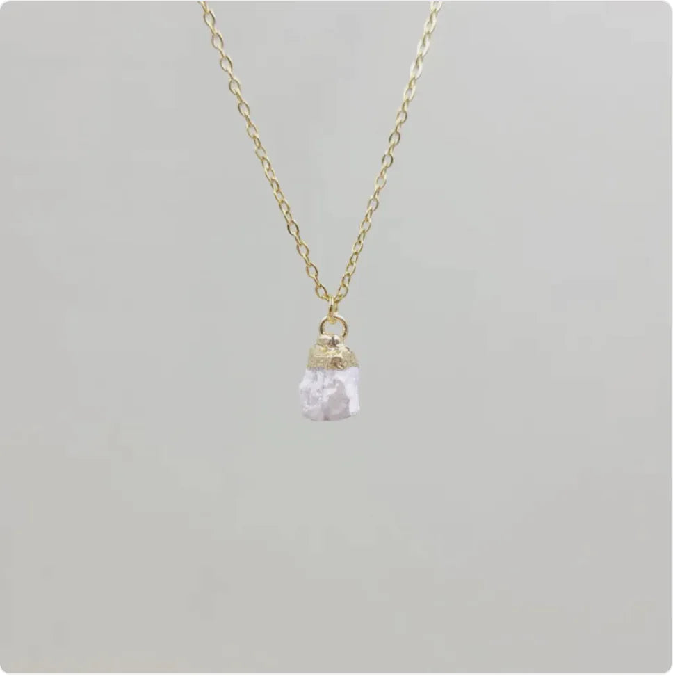 Natural Crystal Pendant Necklace with Stainless Steel Chain
