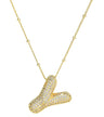 Brass Zircon Letter Necklace