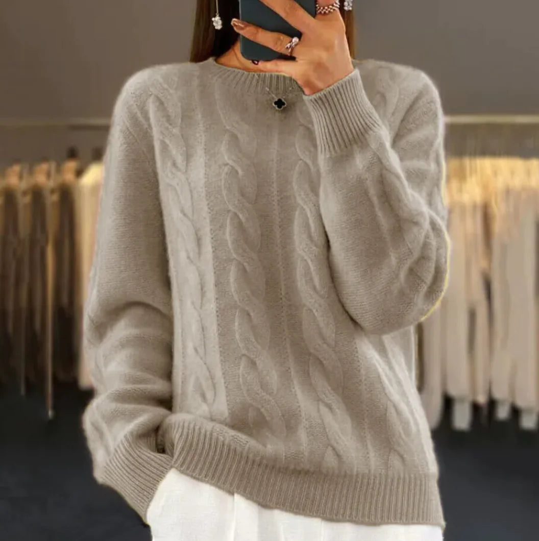 Women's Retro Cable-Knit Pullover Sweater