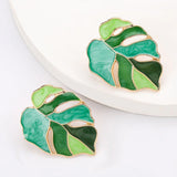 Leaf-Shaped Alloy Drip Earrings