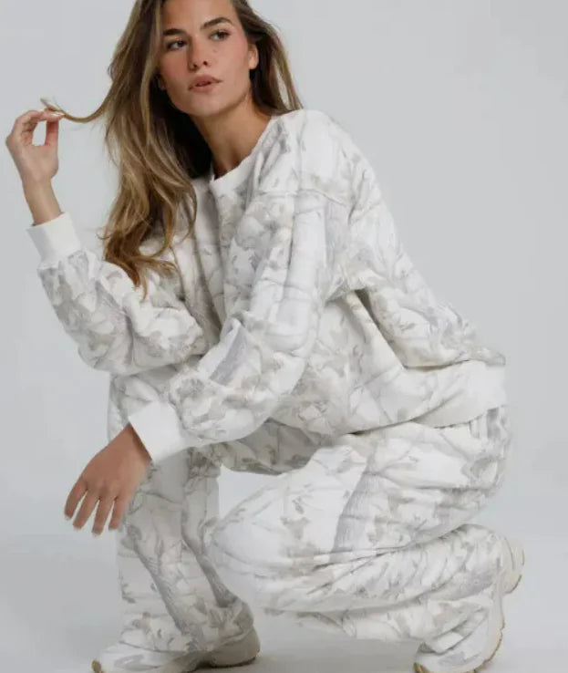 Women's Camouflage Hoodie Maple Leaf Print Sweatshirt Suit