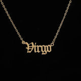 12 Zodiac Stainless Steel Pendant Necklace with Gold Chain