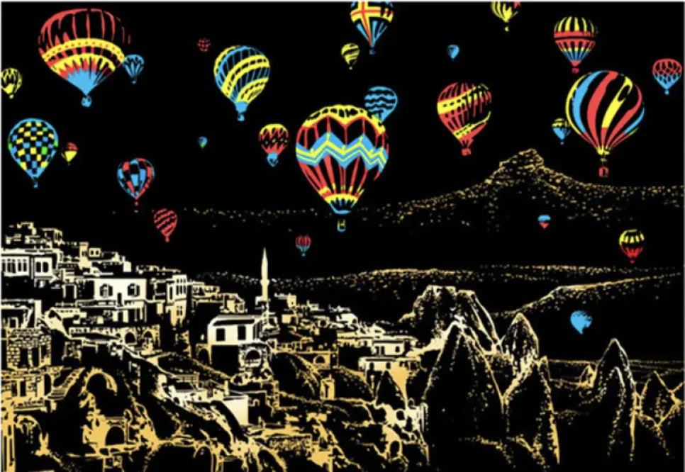 Creative Handmade City Night Scene Scraping Painting