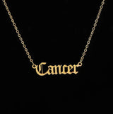 12 Zodiac Stainless Steel Pendant Necklace with Gold Chain