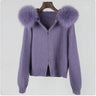 Hooded Sweater with Real Fox Fur Collar
