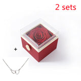 Double Heart Eternal Flower Necklace Set