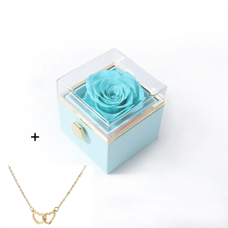 Double Heart Eternal Flower Necklace Set