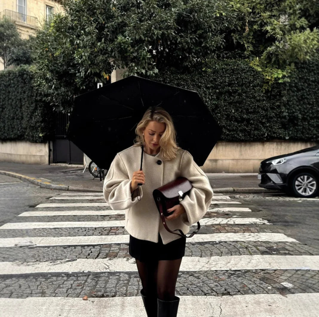 Women's Square Collar Woolen Coat