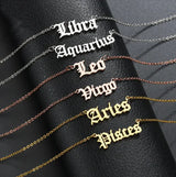 12 Zodiac Stainless Steel Pendant Necklace with Gold Chain
