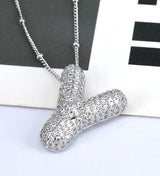 Brass Zircon Letter Necklace