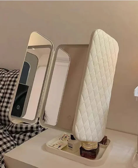 Desk Lamp With Three Fold LED Makeup Mirror