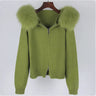 Hooded Sweater with Real Fox Fur Collar