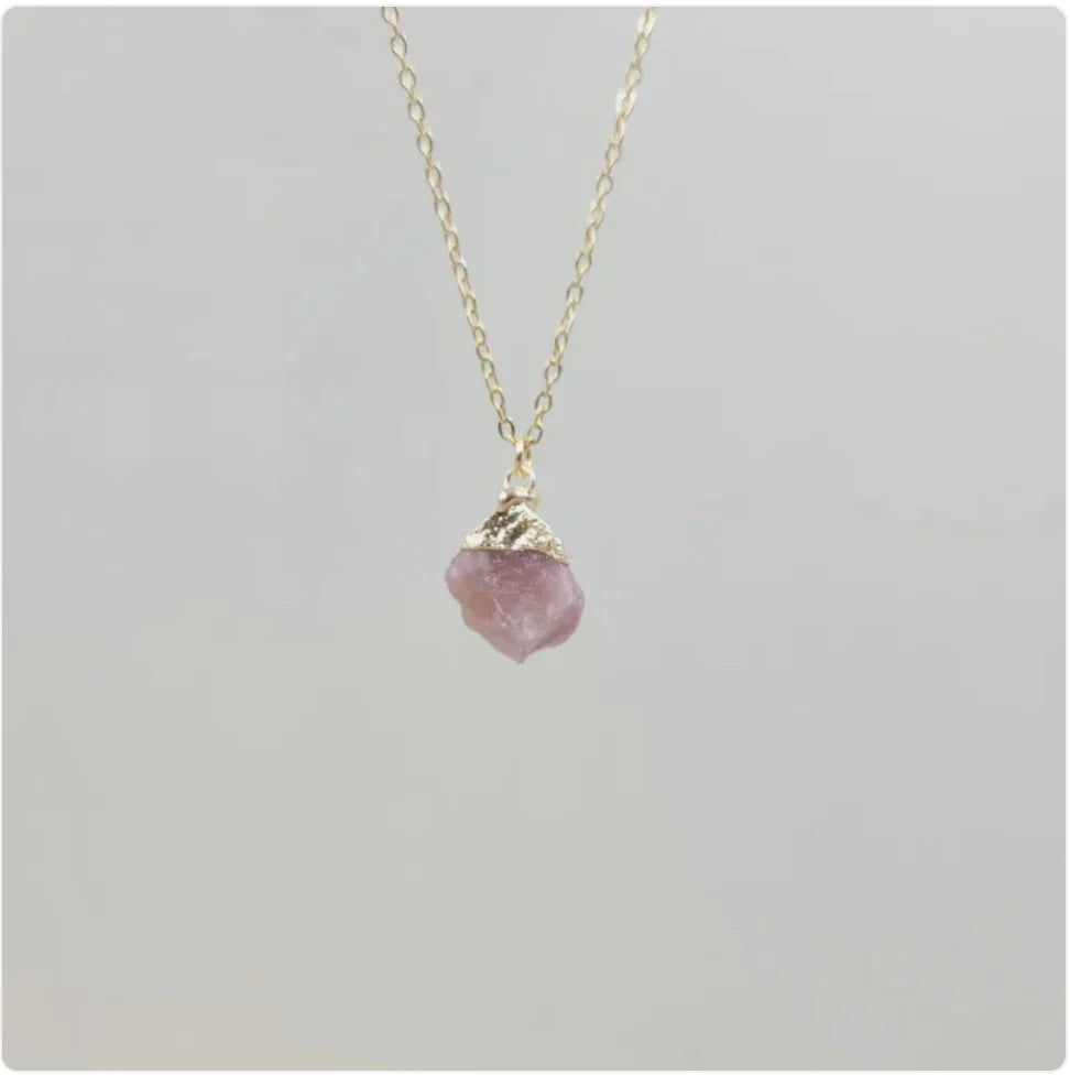 Natural Crystal Pendant Necklace with Stainless Steel Chain