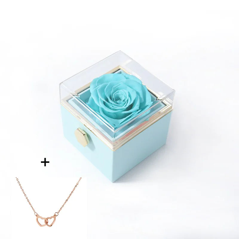 Double Heart Eternal Flower Necklace Set
