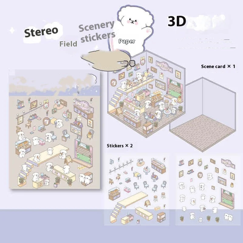 3D Cabin Landscape Stickers